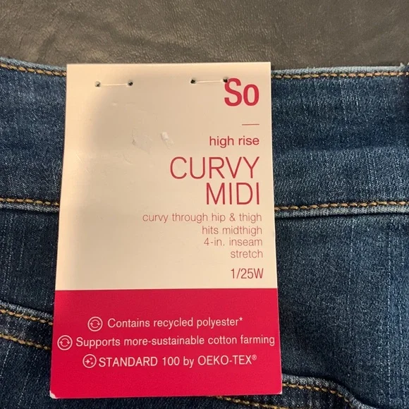 NWT SO high rise curvy midi shorts size 1 - Picture 4 of 4